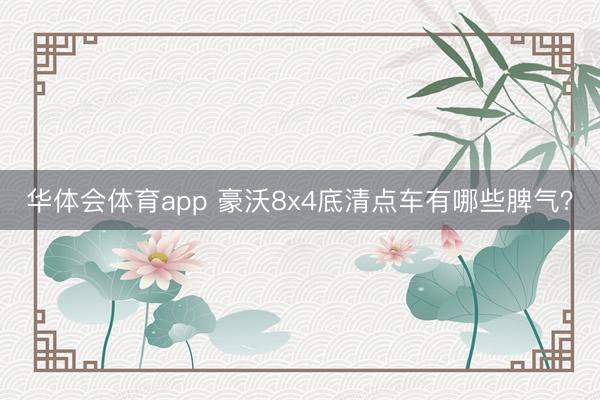 华体会体育app 豪沃8x4底清点车有哪些脾气？