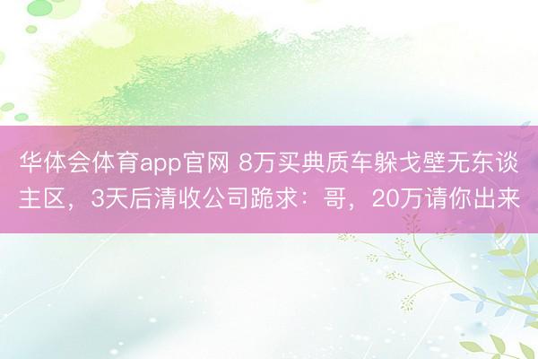 华体会体育app官网 8万买典质车躲戈壁无东谈主区，3天后清收公司跪求：哥，20万请你出来