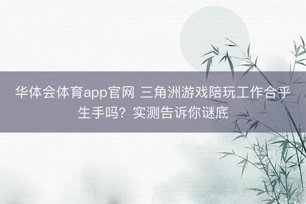 华体会体育app官网 三角洲游戏陪玩工作合乎生手吗？实测告诉你谜底